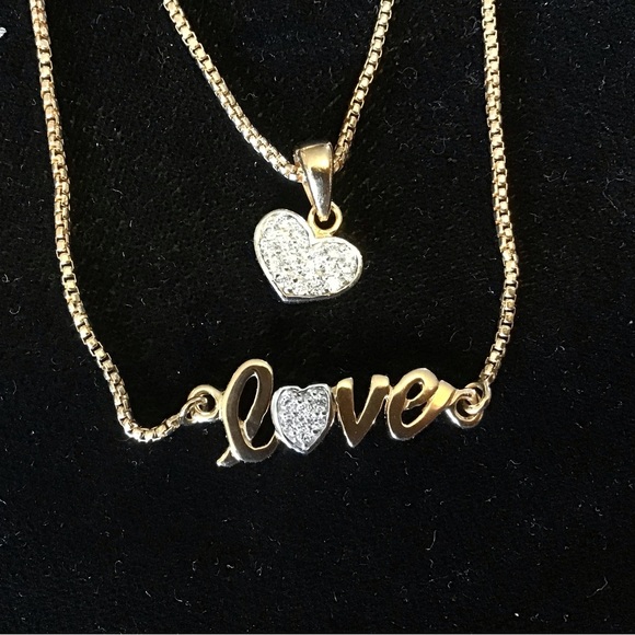 Beautiful two strand diamond necklace, both marked 925. - Picture 5 of 10